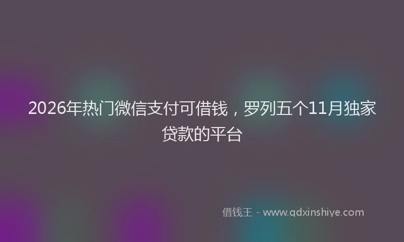 2026年热门微信支付可借钱，罗列五个11月独家贷款的平台