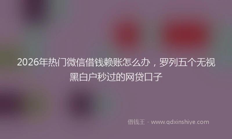 2026年热门微信借钱赖账怎么办，罗列五个无视黑白户秒过的网贷口子