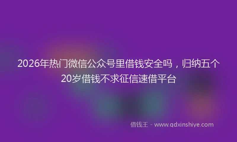 2026年热门微信公众号里借钱安全吗,归纳五个20岁借钱不求征信速借平台