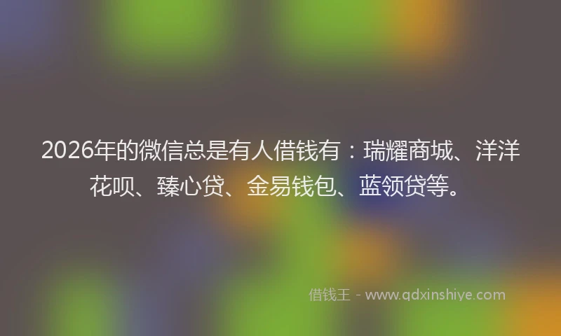 2026年的微信总是有人借钱有：瑞耀商城、洋洋花呗、臻心贷、金易钱包、蓝领贷等。