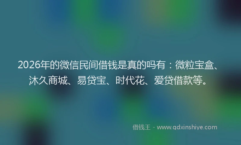 2026年的微信民间借钱是真的吗有：微粒宝盒、沐久商城、易贷宝、时代花、爱贷借款等。