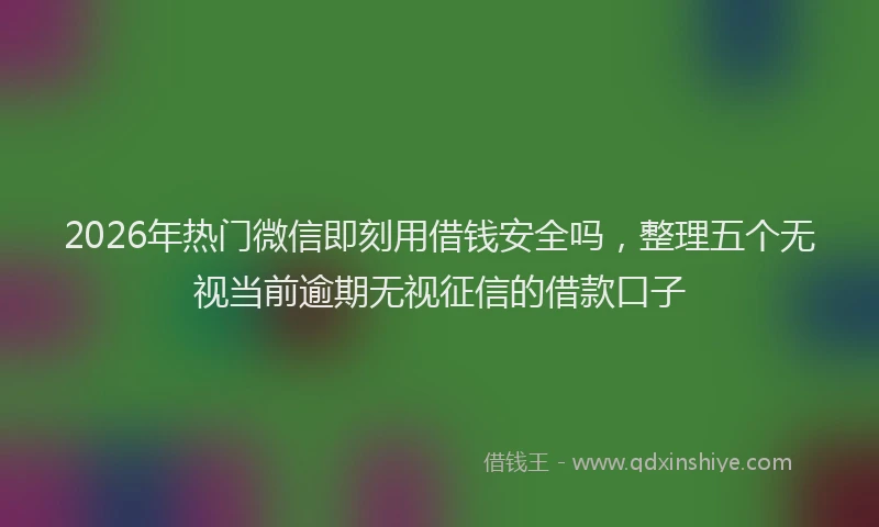 2026年热门微信即刻用借钱安全吗，整理五个无视当前逾期无视征信的借款口子