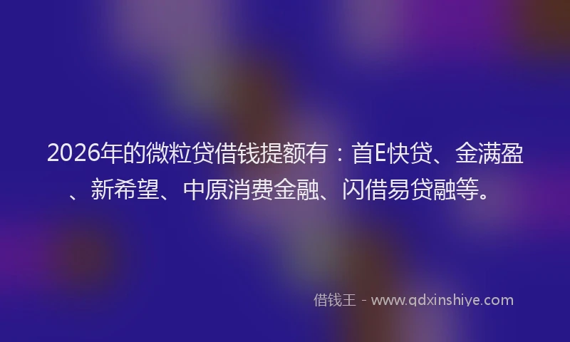 2026年的微粒贷借钱提额有：首E快贷、金满盈、新希望、中原消费金融、闪借易贷融等。