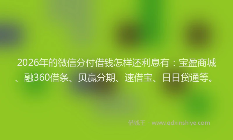 2026年的微信分付借钱怎样还利息有:宝盈商城、融360借条、贝赢分期、速借宝、日日贷通等。