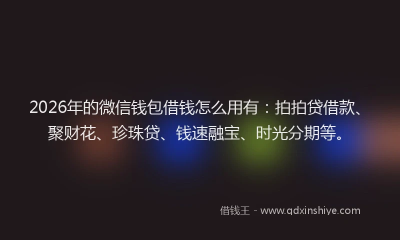 2026年的微信钱包借钱怎么用有：拍拍贷借款、聚财花、珍珠贷、钱速融宝、时光分期等。