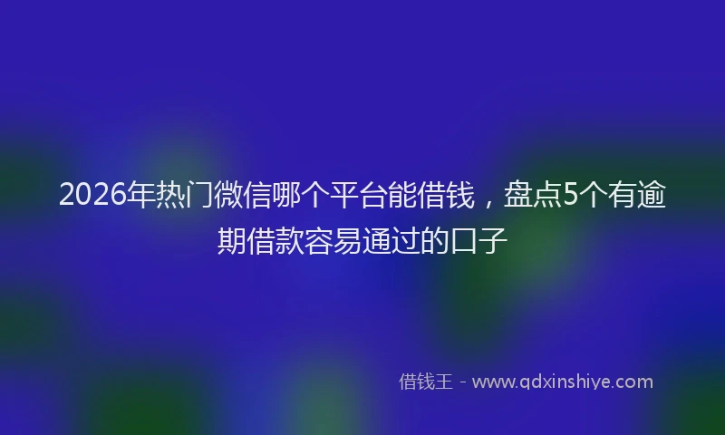 2026年热门微信哪个平台能借钱，盘点5个有逾期借款容易通过的口子