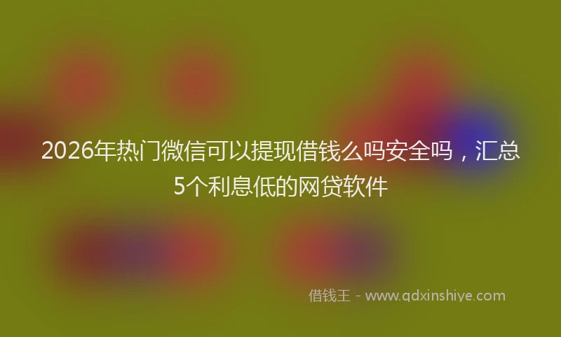 2026年热门微信可以提现借钱么吗安全吗，汇总5个利息低的网贷软件