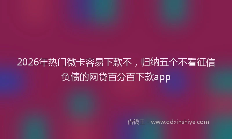 2026年热门微卡容易下款不，归纳五个不看征信负债的网贷百分百下款app