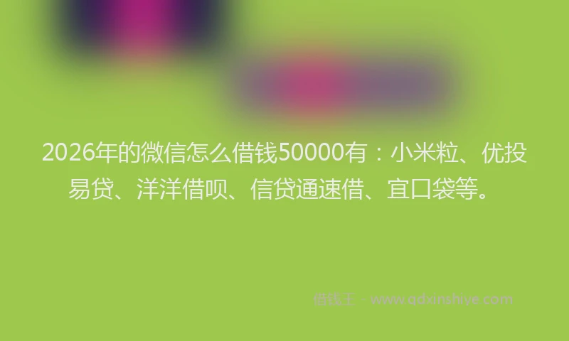 2026年的微信怎么借钱50000有：小米粒、优投易贷、洋洋借呗、信贷通速借、宜口袋等。