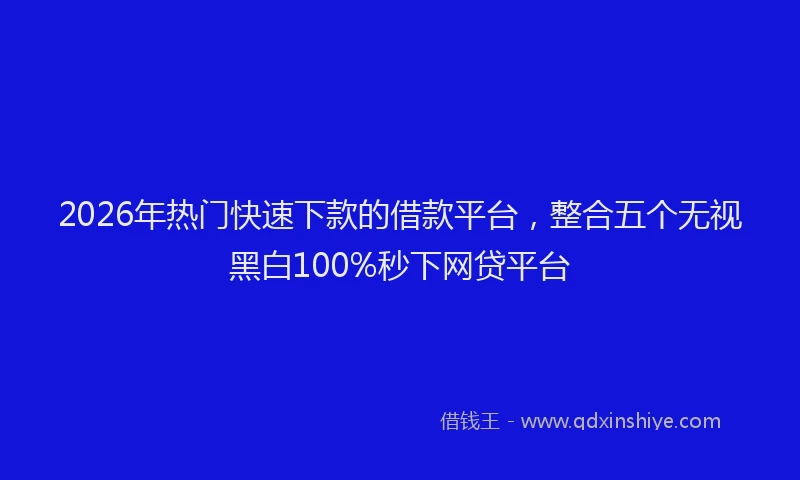 2026年热门快速下款的借款平台，整合五个无视黑白100%秒下网贷平台
