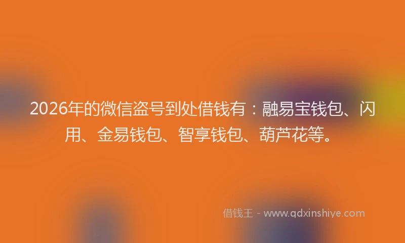 2026年的微信盗号到处借钱有：融易宝钱包、闪用、金易钱包、智享钱包、葫芦花等。