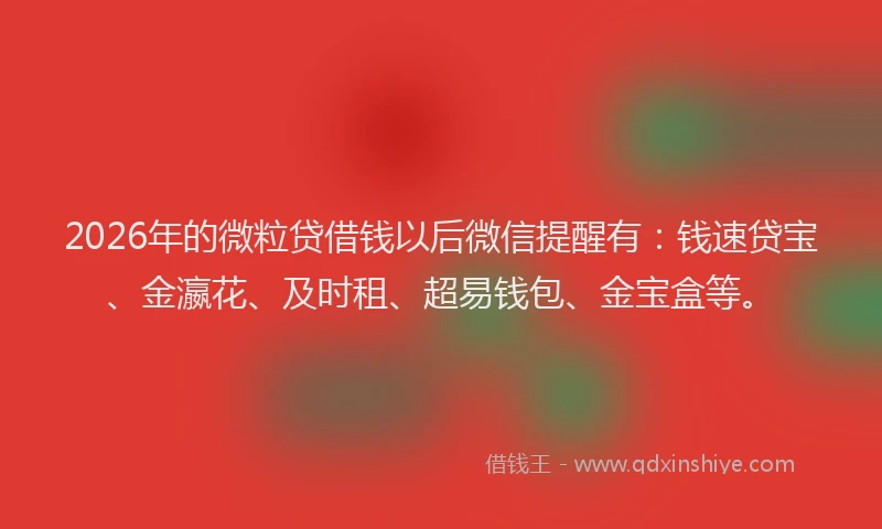 2026年的微粒贷借钱以后微信提醒有：钱速贷宝、金瀛花、及时租、超易钱包、金宝盒等。