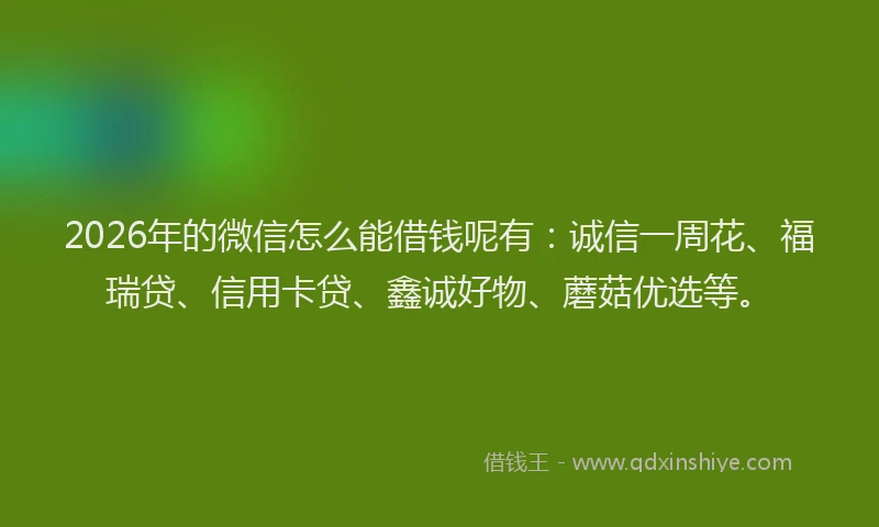 2026年的微信怎么能借钱呢有：诚信一周花、福瑞贷、信用卡贷、鑫诚好物、蘑菇优选等。