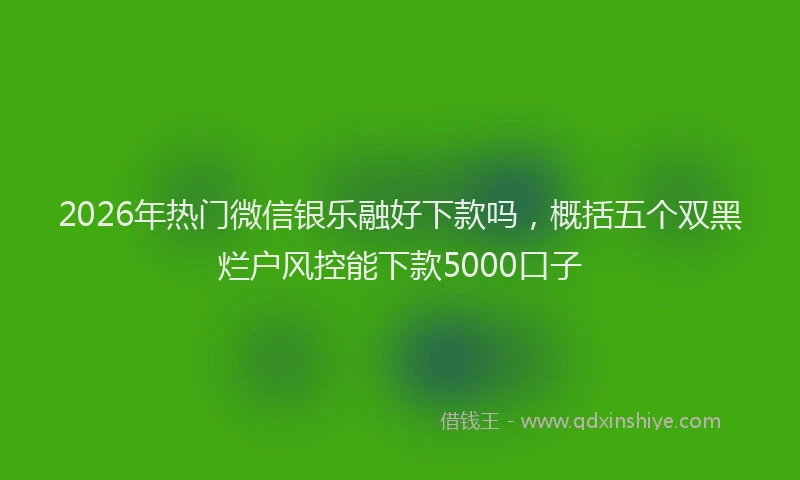 2026年热门微信银乐融好下款吗，概括五个双黑烂户风控能下款5000口子