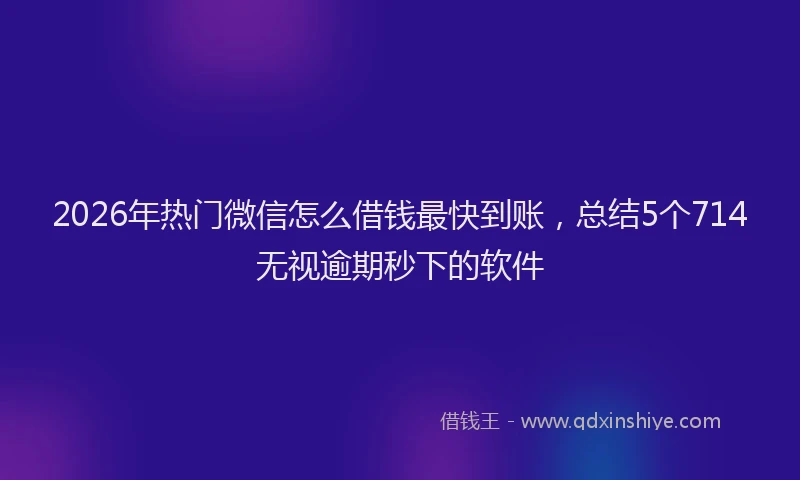 2026年热门微信怎么借钱最快到账，总结5个714无视逾期秒下的软件