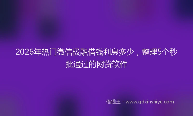 2026年热门微信极融借钱利息多少，整理5个秒批通过的网贷软件