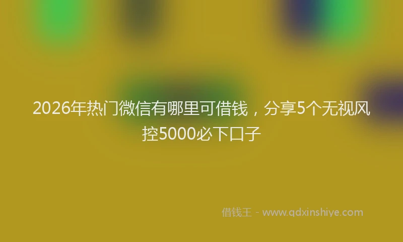 2026年热门微信有哪里可借钱，分享5个无视风控5000必下口子