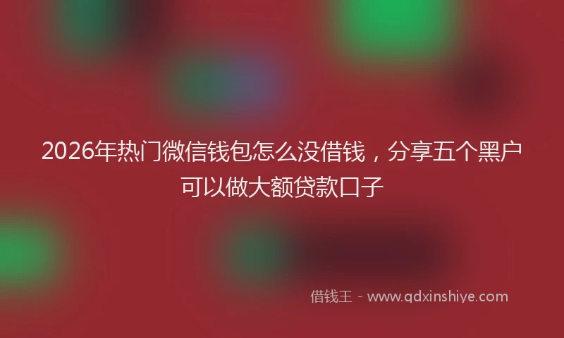 2026年热门微信钱包怎么没借钱，分享五个黑户可以做大额贷款口子