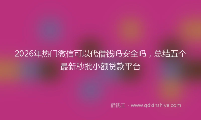 2026年热门微信可以代借钱吗安全吗，总结五个最新秒批小额贷款平台