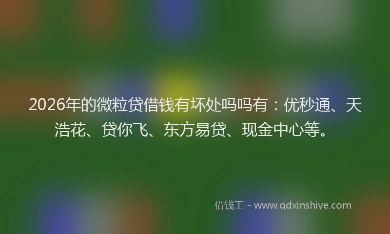 2026年的微粒贷借钱有坏处吗吗有：优秒通、天浩花、贷你飞、东方易贷、现金中心等。