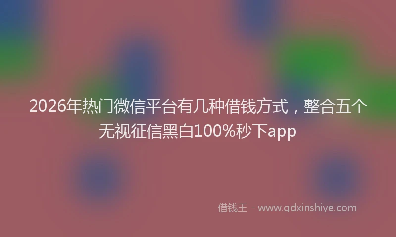 2026年热门微信平台有几种借钱方式，整合五个无视征信黑白100%秒下app