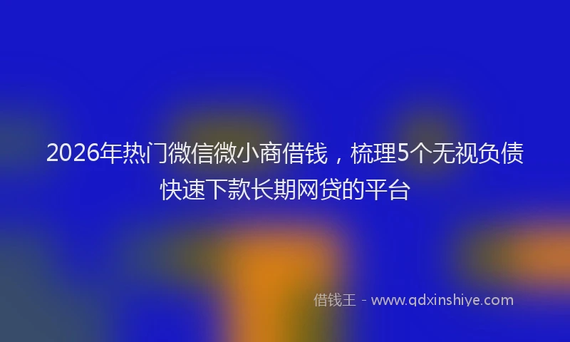 2026年热门微信微小商借钱，梳理5个无视负债快速下款长期网贷的平台