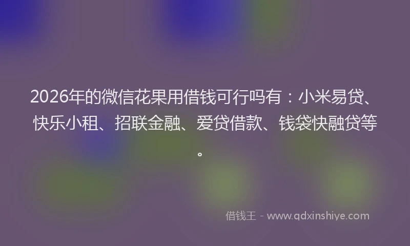 2026年的微信花果用借钱可行吗有：小米易贷、快乐小租、招联金融、爱贷借款、钱袋快融贷等。