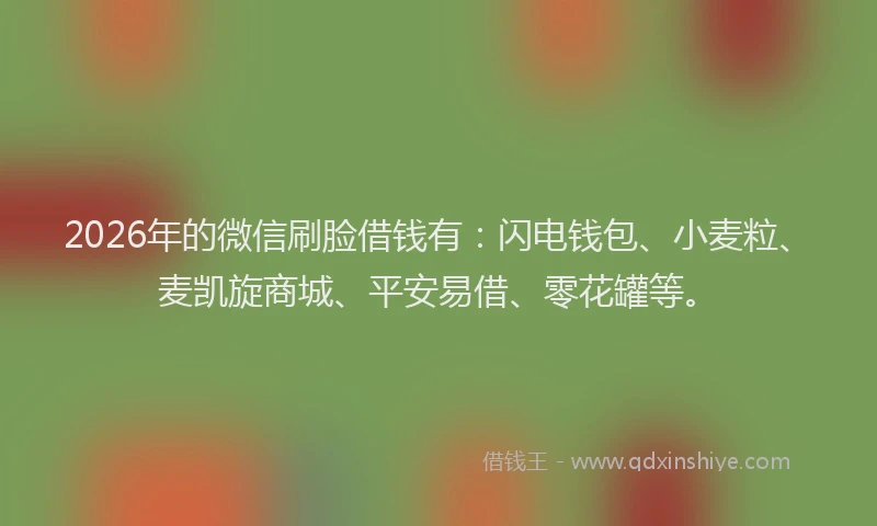 2026年的微信刷脸借钱有：闪电钱包、小麦粒、麦凯旋商城、平安易借、零花罐等。