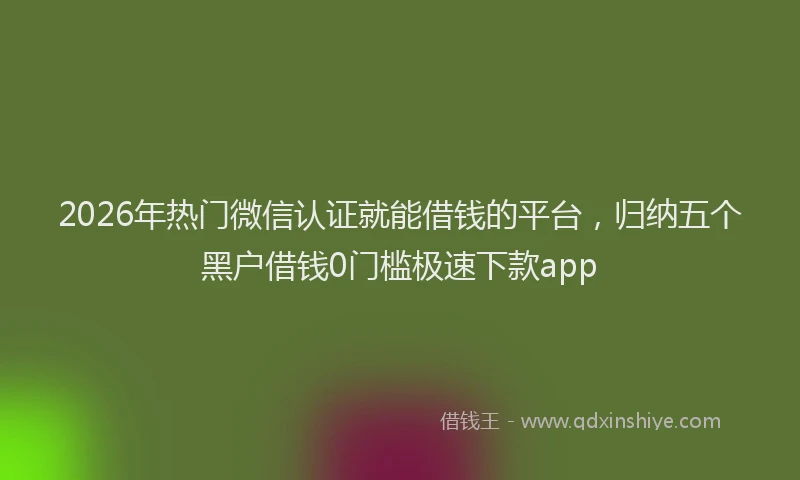 2026年热门微信认证就能借钱的平台，归纳五个黑户借钱0门槛极速下款app