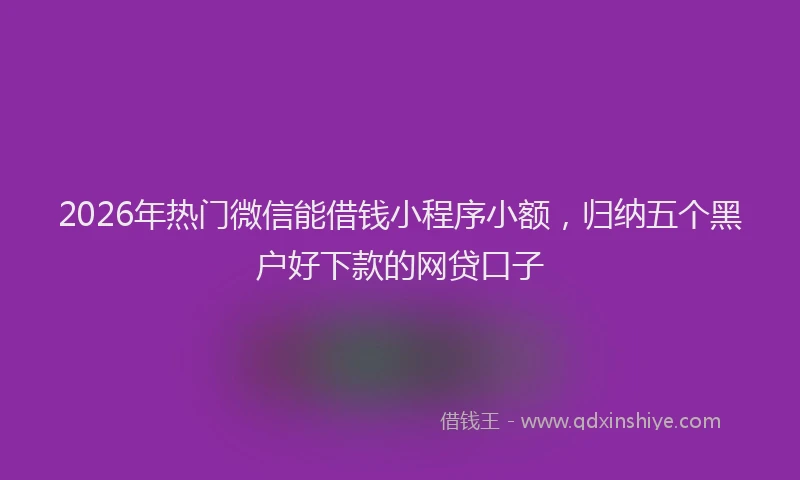 2026年热门微信能借钱小程序小额，归纳五个黑户好下款的网贷口子