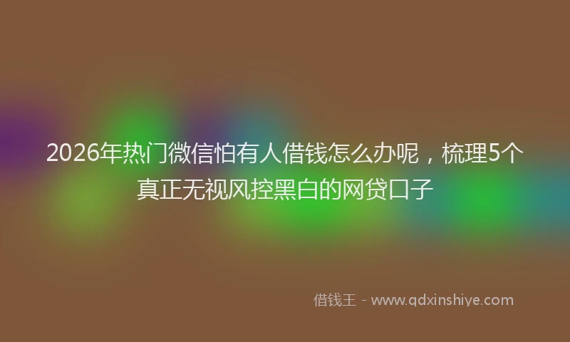 2026年热门微信怕有人借钱怎么办呢，梳理5个真正无视风控黑白的网贷口子