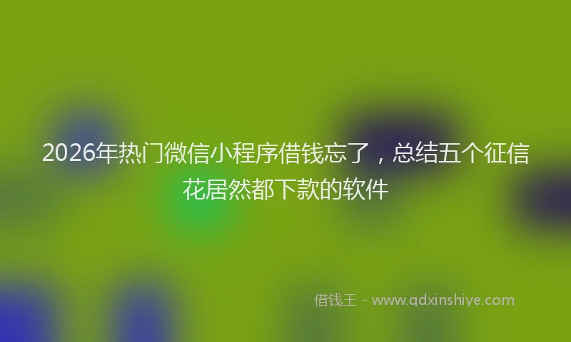 2026年热门微信小程序借钱忘了，总结五个征信花居然都下款的软件