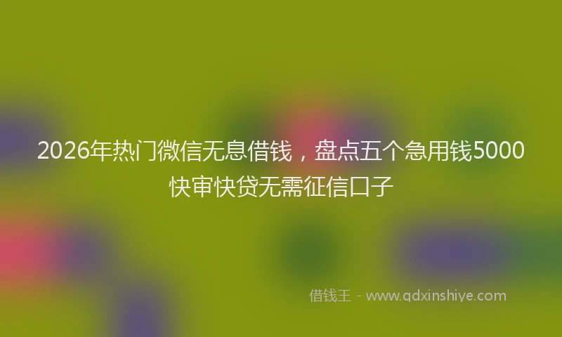 2026年热门微信无息借钱，盘点五个急用钱5000快审快贷无需征信口子