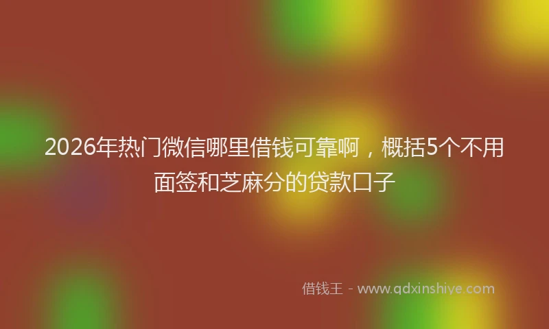 2026年热门微信哪里借钱可靠啊，概括5个不用面签和芝麻分的贷款口子
