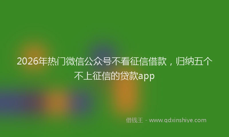2026年热门微信公众号不看征信借款，归纳五个不上征信的贷款app