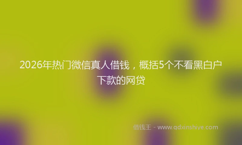 2026年热门微信真人借钱，概括5个不看黑白户下款的网贷