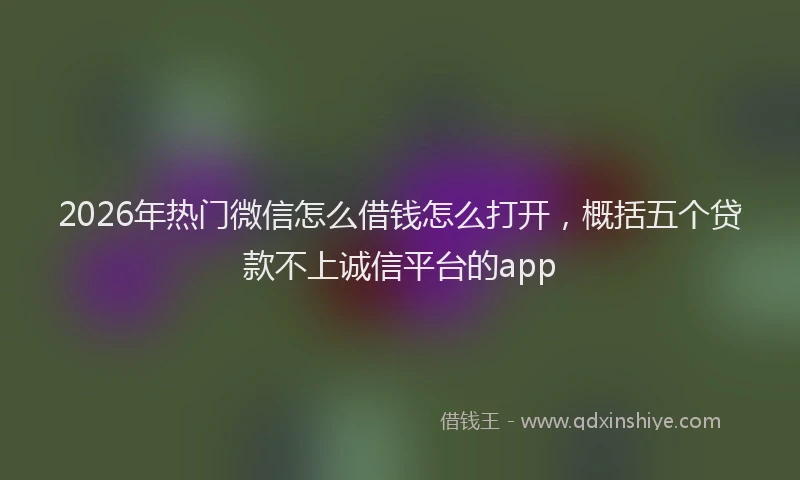 2026年热门微信怎么借钱怎么打开，概括五个贷款不上诚信平台的app