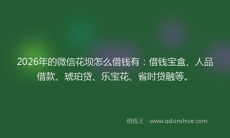 2026年的微信花坝怎么借钱有：借钱宝盒、人品借款、琥珀贷、乐宝花、省时贷融等。