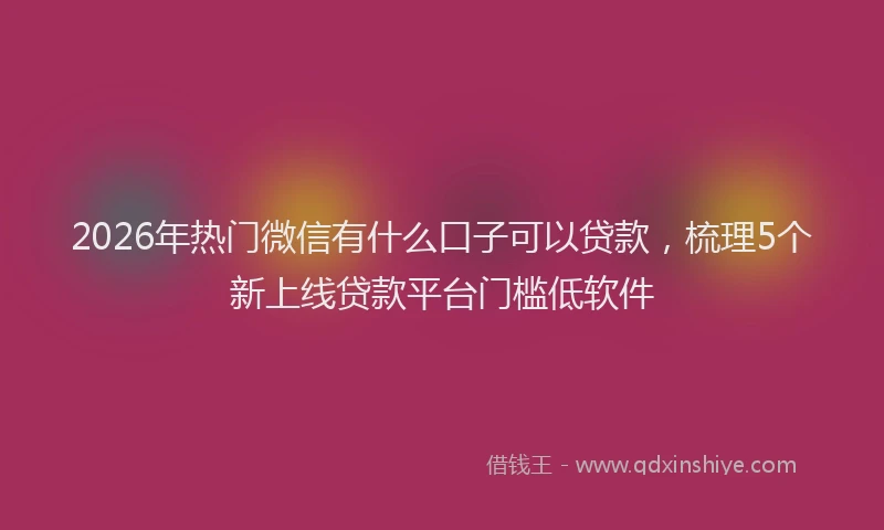 2026年热门微信有什么口子可以贷款，梳理5个新上线贷款平台门槛低软件
