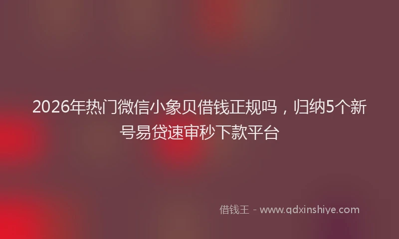 2026年热门微信小象贝借钱正规吗，归纳5个新号易贷速审秒下款平台