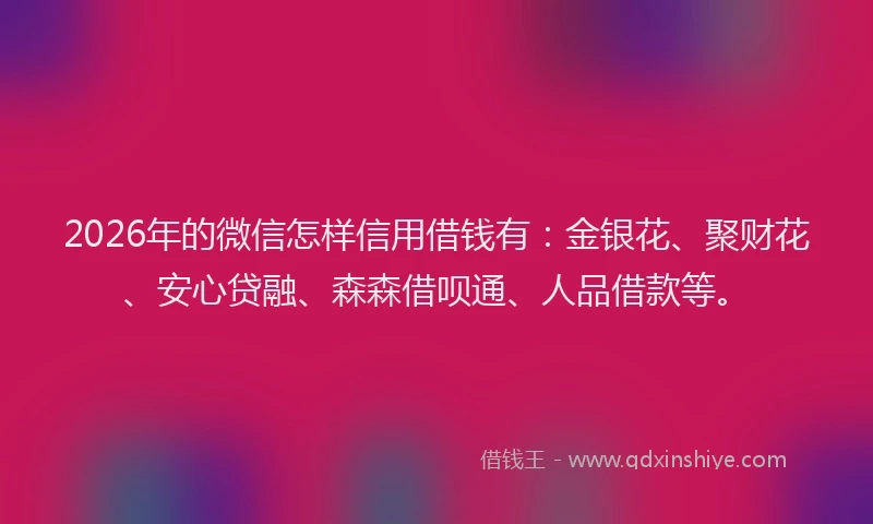2026年的微信怎样信用借钱有:金银花、聚财花、安心贷融、森森借呗通、人品借款等。