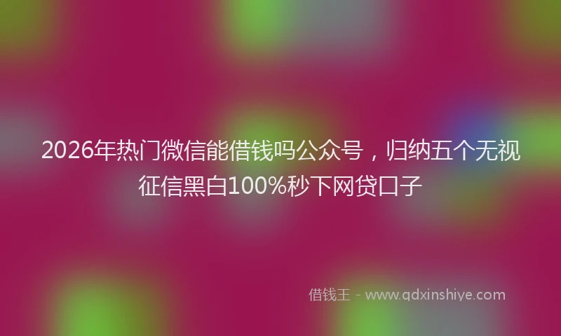 2026年热门微信能借钱吗公众号，归纳五个无视征信黑白100%秒下网贷口子