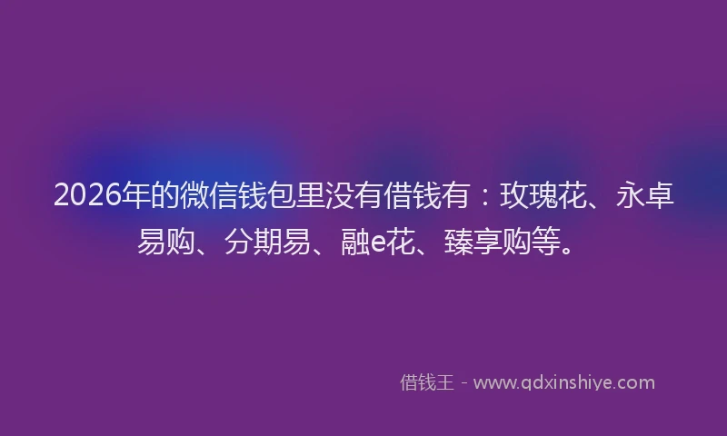 2026年的微信钱包里没有借钱有：玫瑰花、永卓易购、分期易、融e花、臻享购等。