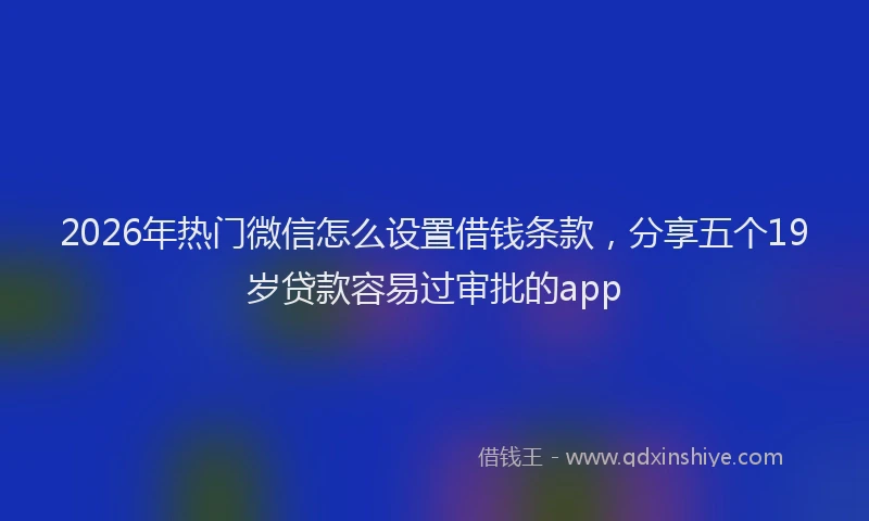 2026年热门微信怎么设置借钱条款，分享五个19岁贷款容易过审批的app
