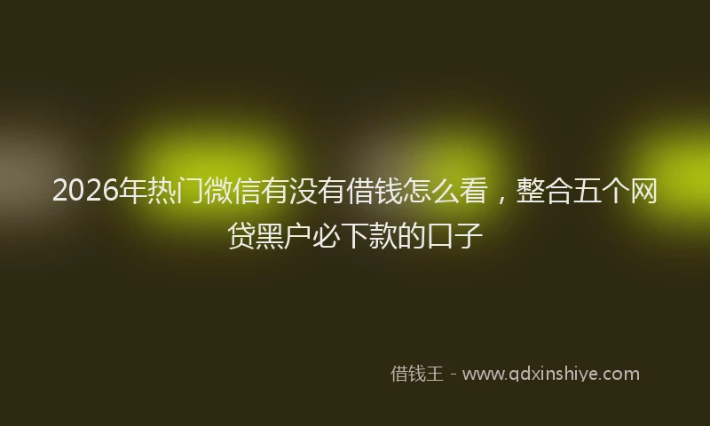 2026年热门微信有没有借钱怎么看，整合五个网贷黑户必下款的口子