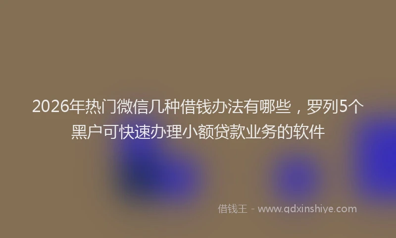 2026年热门微信几种借钱办法有哪些，罗列5个黑户可快速办理小额贷款业务的软件