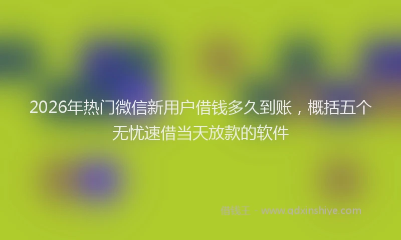 2026年热门微信新用户借钱多久到账，概括五个无忧速借当天放款的软件