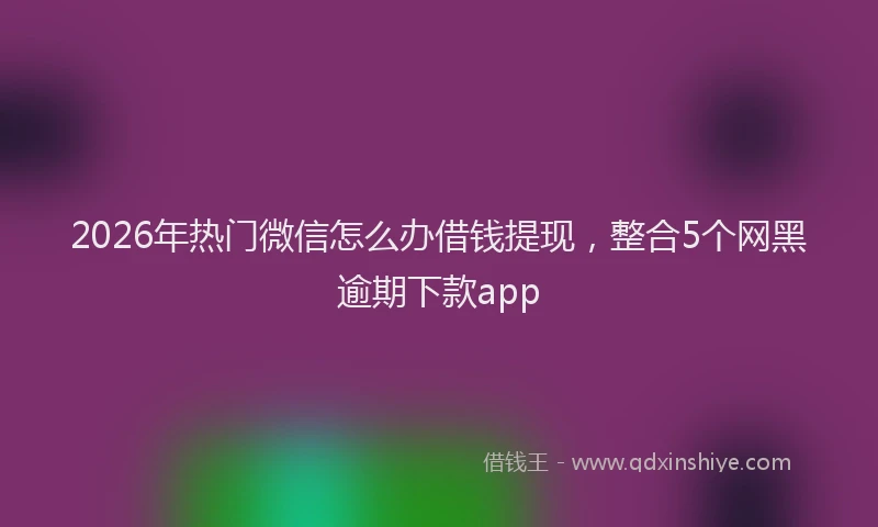 2026年热门微信怎么办借钱提现，整合5个网黑逾期下款app