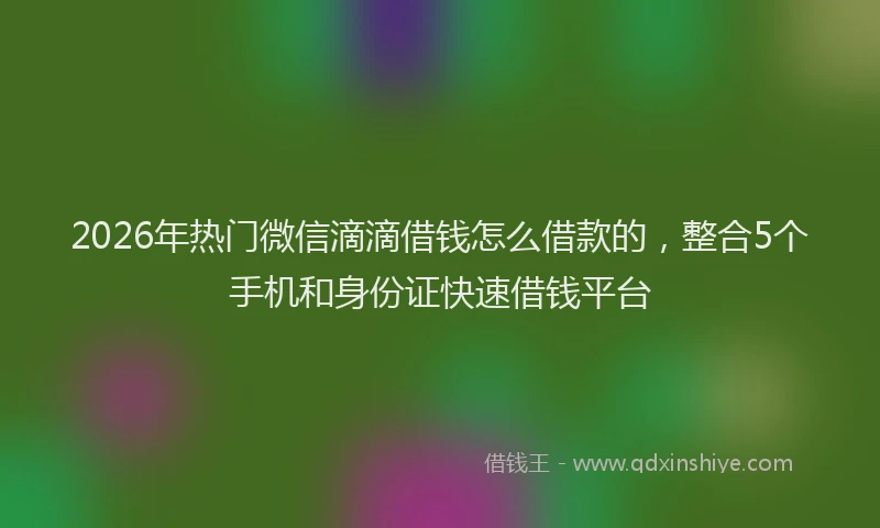 2026年热门微信滴滴借钱怎么借款的，整合5个手机和身份证快速借钱平台