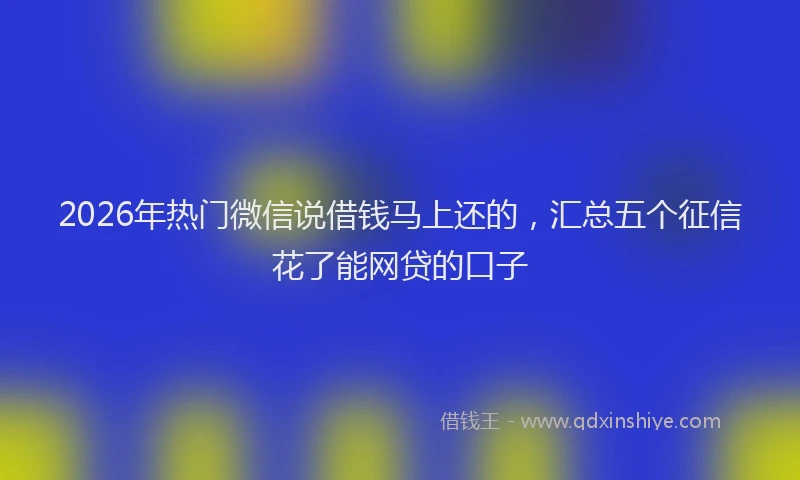 2026年热门微信说借钱马上还的，汇总五个征信花了能网贷的口子
